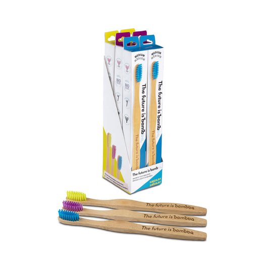 NEW! Adult MEDIUM Toothbrushes | 6-Pack - The Future is Bamboo