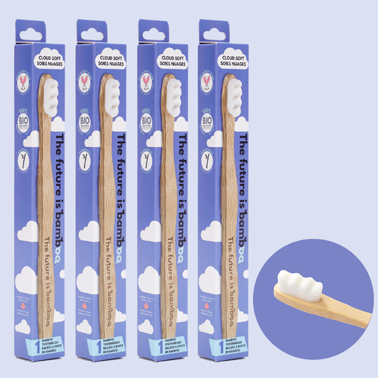 NEW! Cloud Brush Bamboo Toothbrushes 4-pack - The Future is Bamboo