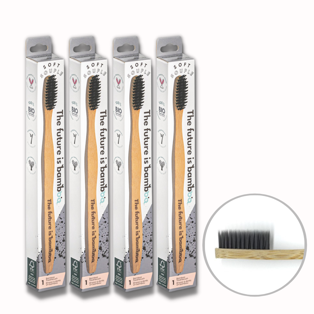 Charcoal Bamboo Toothbrushes 4-pack - The Future is Bamboo