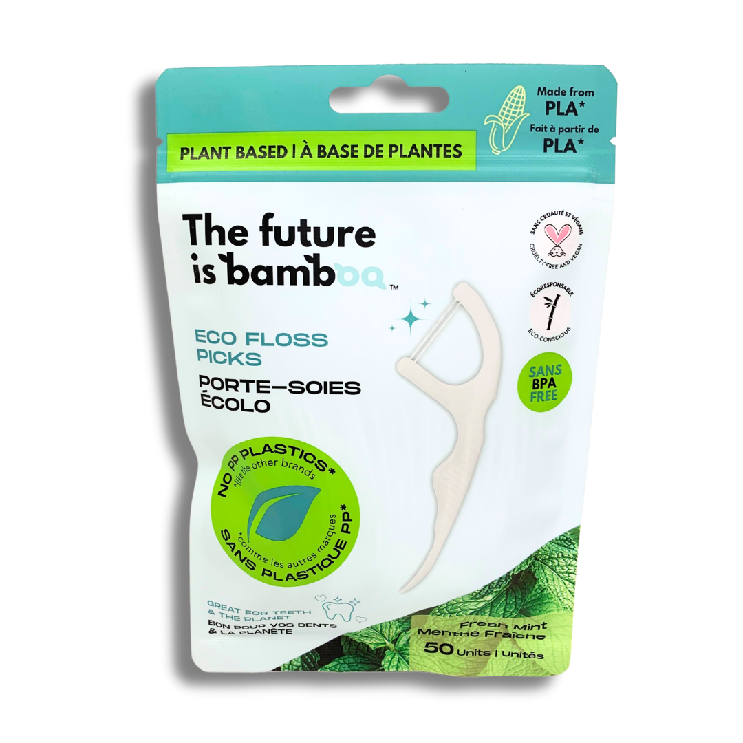 Eco Floss Picks (Plant-Based) – Charcoal Lemon & Fresh Mint - The Future is Bamboo 