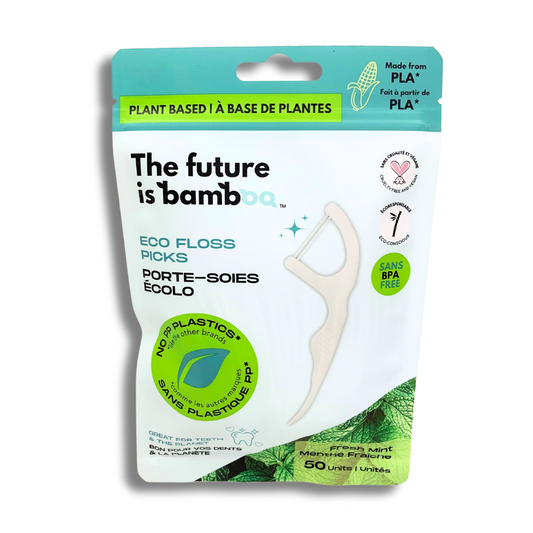 Eco Floss Picks (Plant-Based) – Charcoal Lemon & Fresh Mint - The Future is Bamboo
