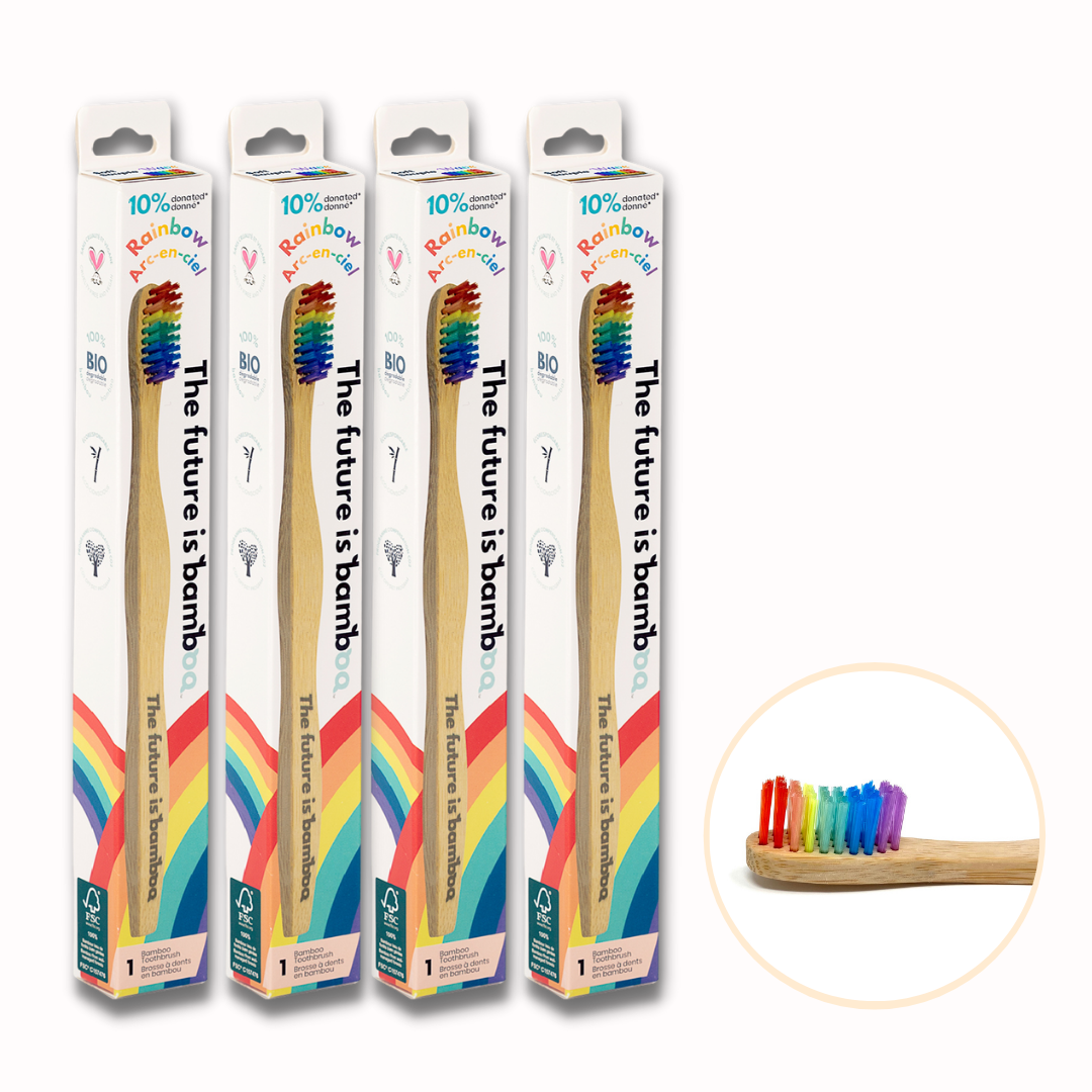 Rainbow Bamboo Toothbrushes - Adult Soft 4-Pack - The Future is Bamboo