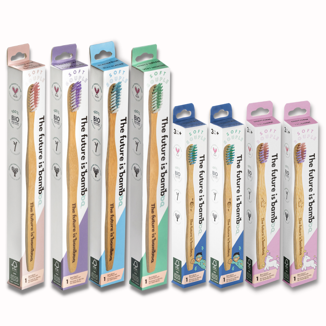 Adult Soft Bamboo Toothbrushes Family 8-Pack - The Future is Bamboo