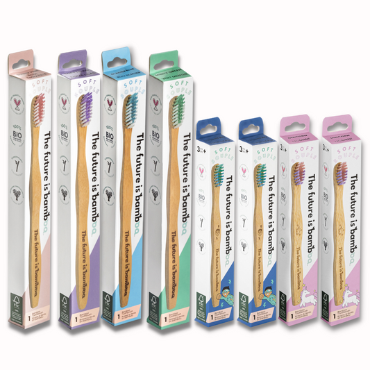 Adult Soft Bamboo Toothbrushes Family 8-Pack - The Future is Bamboo
