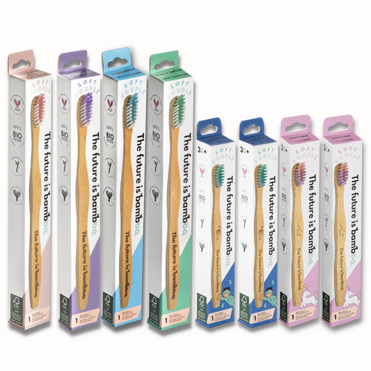 Adult Soft Bamboo Toothbrushes Family 8-Pack - The Future is Bamboo 