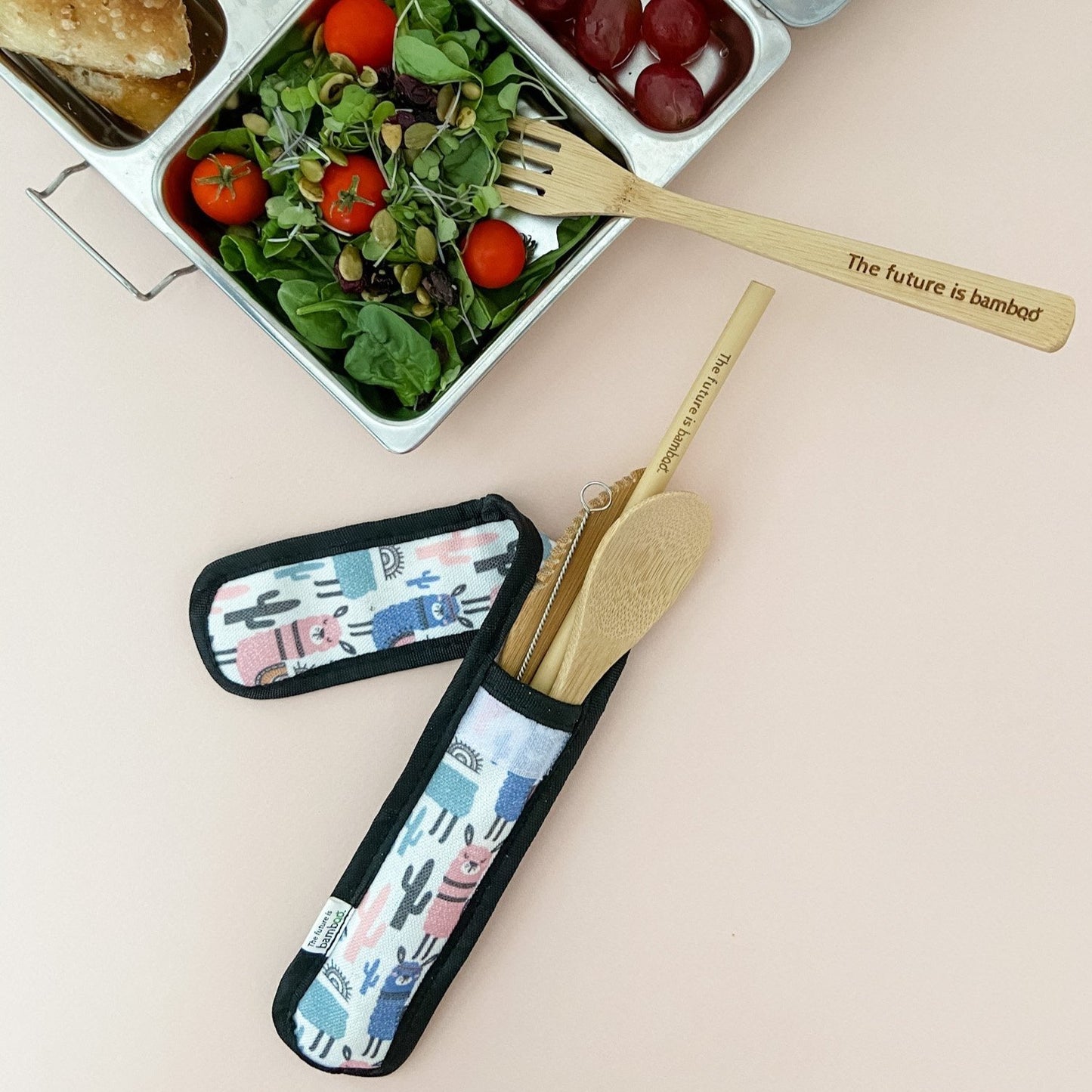 Bamboo Utensil Kit Pastel Alpaca - The Future is Bamboo