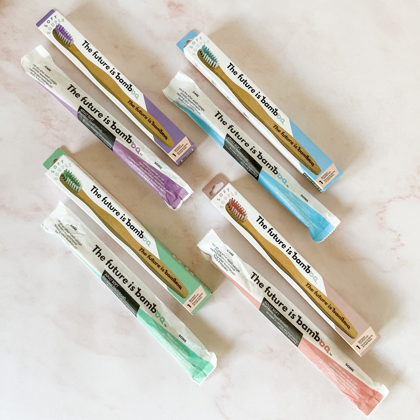 Adult Soft Bamboo Toothbrushes Family 8-Pack - The Future is Bamboo