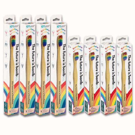 Rainbow Bamboo Toothbrushes Family 8-Pack - The Future is Bamboo