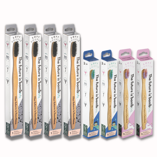 Charcoal Bamboo Toothbrushes Family 8-pack - The Future is Bamboo