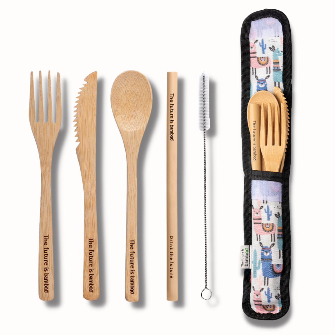 Bamboo Utensil Kit Pastel Alpaca - The Future is Bamboo
