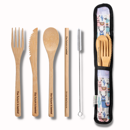 Bamboo Utensil Kit Pastel Alpaca - The Future is Bamboo