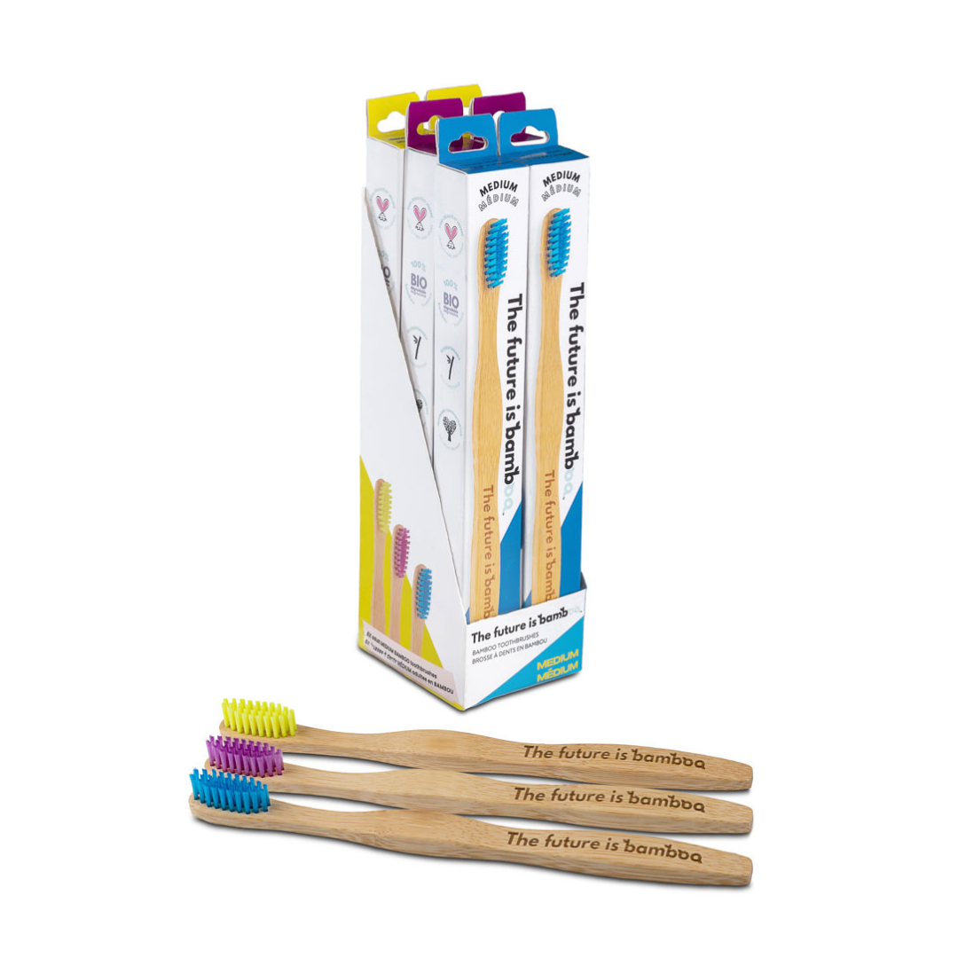 NEW! Adult MEDIUM Toothbrushes | 6-Pack - The Future is Bamboo 