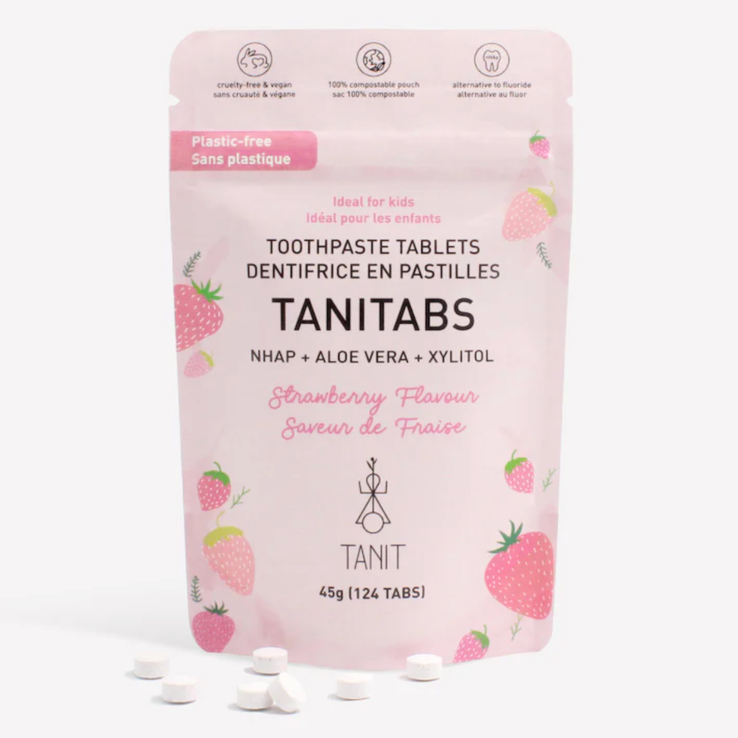 STRAWBERRY Whitening Toothpaste Tabs - 2 mois d'approvisionnement - The Future is Bamboo 