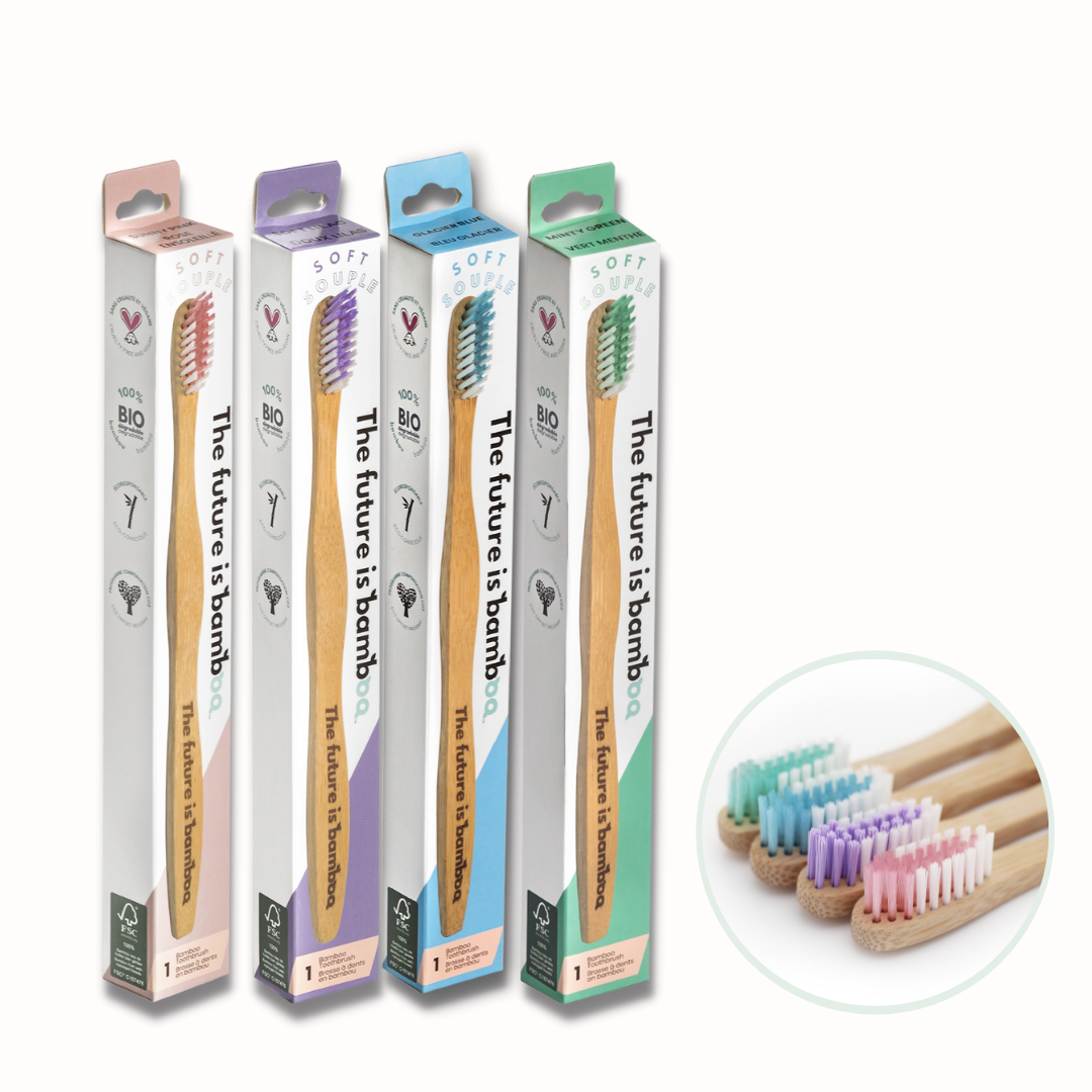 Adult Soft Bamboo Toothbrushes 4-Pack - The Future is Bamboo 
