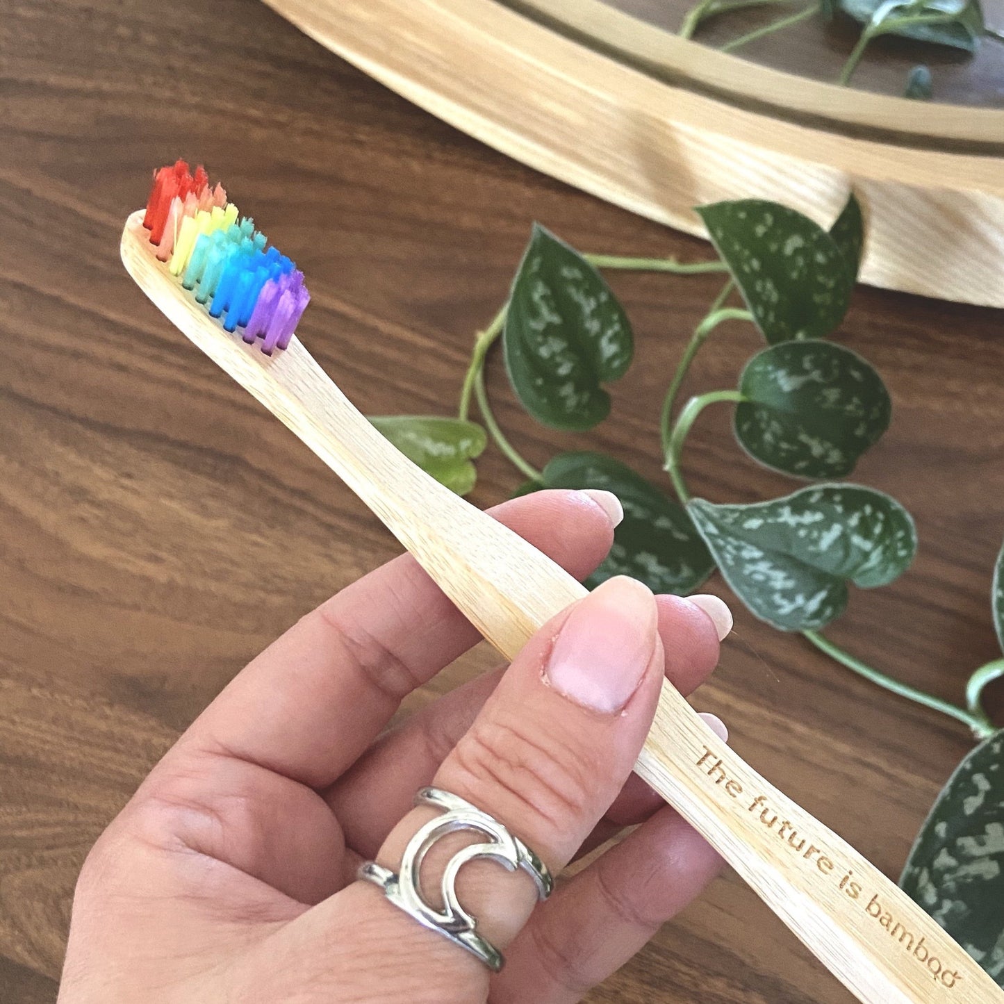 Rainbow Bamboo Toothbrushes - Adult Soft 4-Pack - The Future is Bamboo 