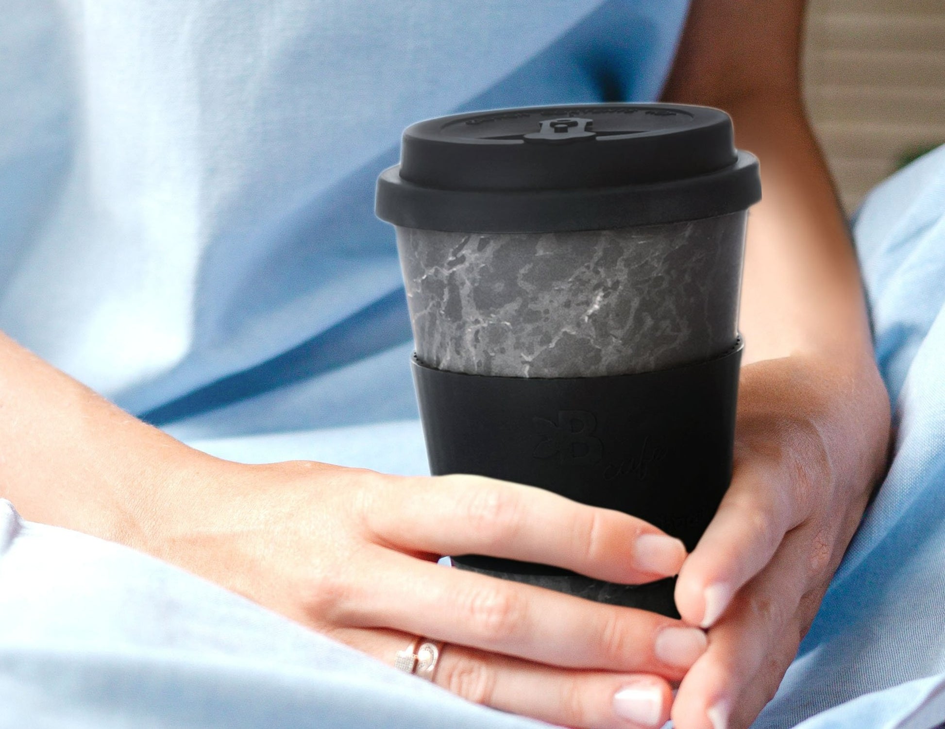  The future is bamboo - Reusable Coffee Cup Eco Friendly Bamboo  Fibe Coffee Tumbler and Travel Mug with Leak-Proof Cup Cover, 16oz, Onyx  Marble